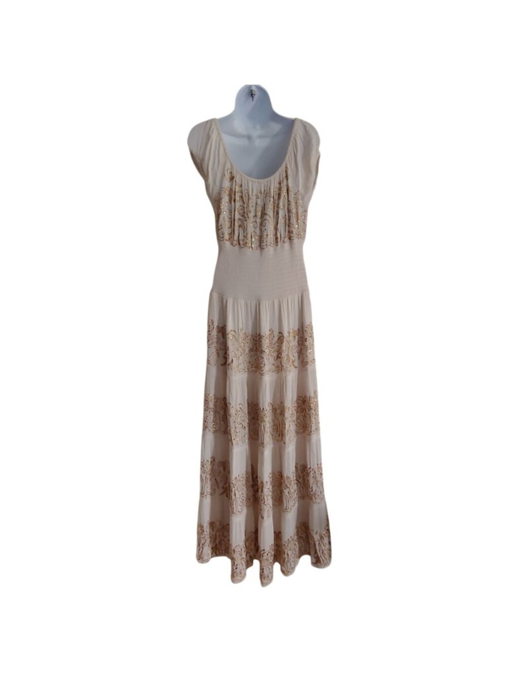 Boston Proper Boho Romantic Maxi Dress Cottagecore Whimsical Milkmaid Smocked S - Picture 4 of 12